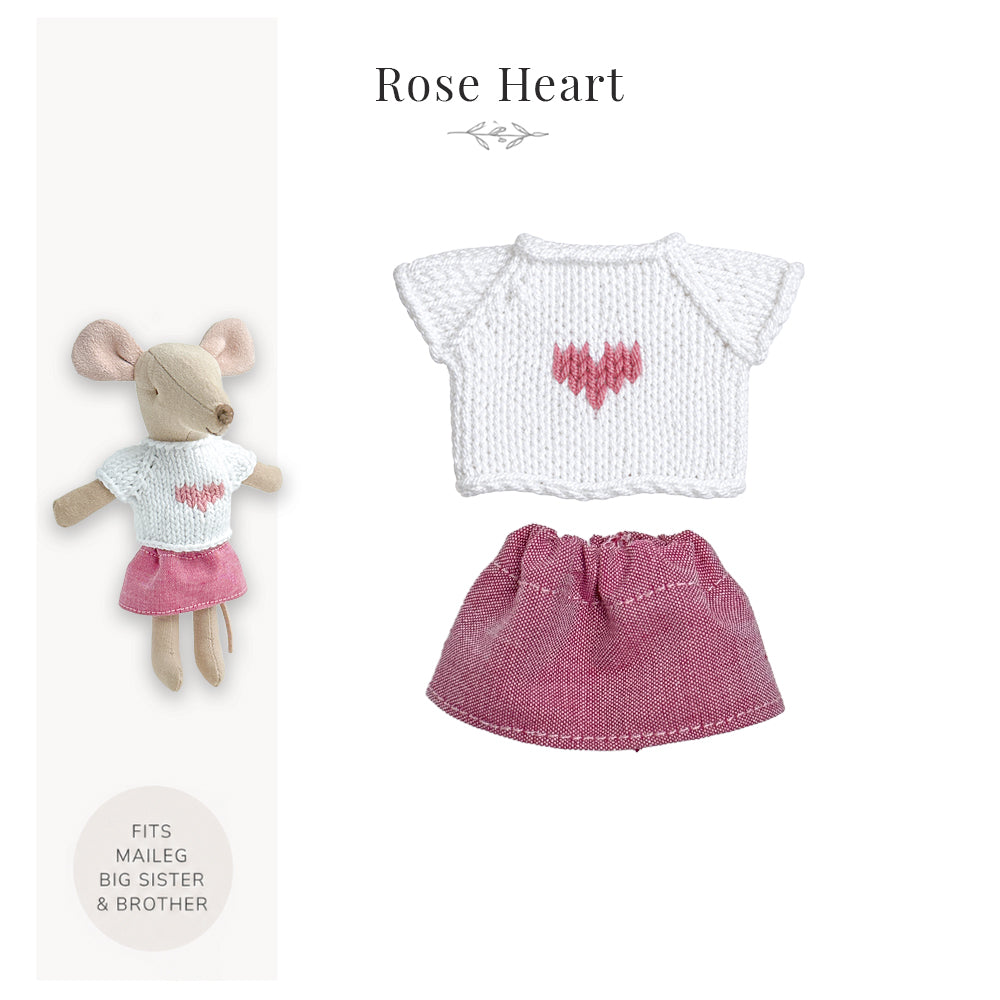 Outfit for Maileg Mouse - Rose Heart