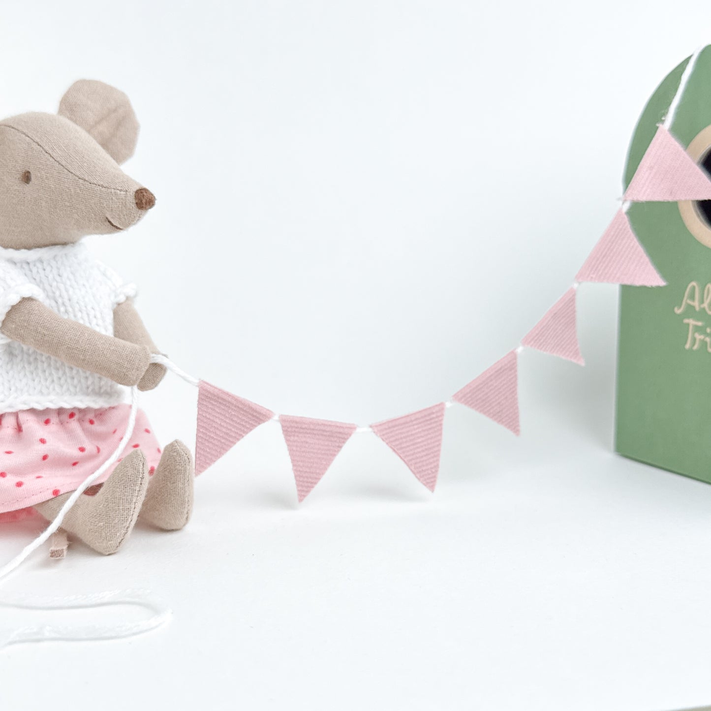 Light Pink Bunting flags - Dollhouse Fabric Garland