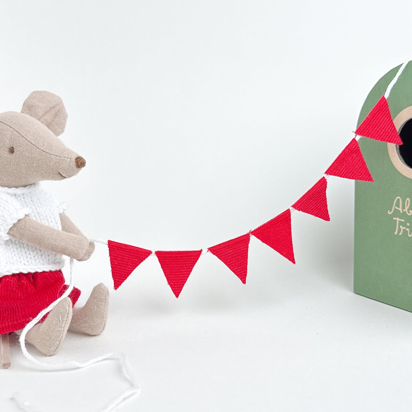 Red Bunting flags - Dollhouse Fabric Garland