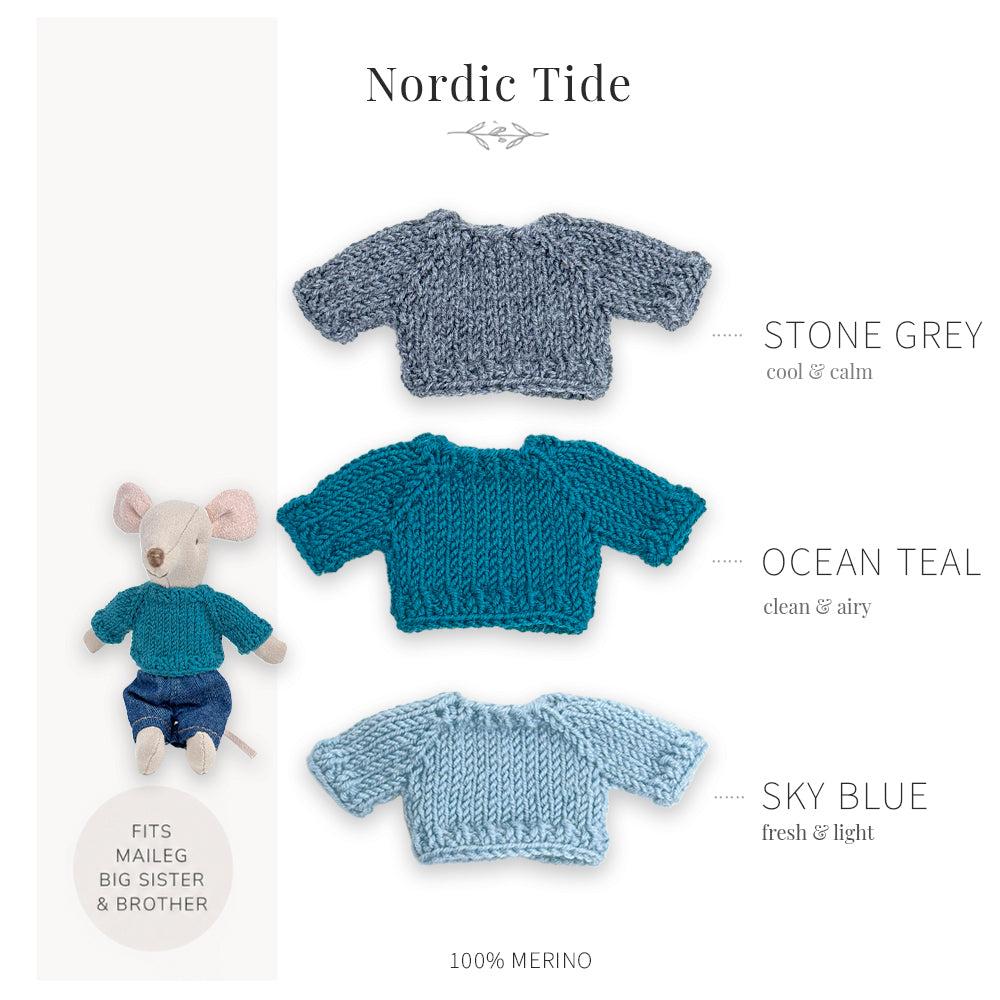 Sweaters for Maileg Mouse - Nordic Tide