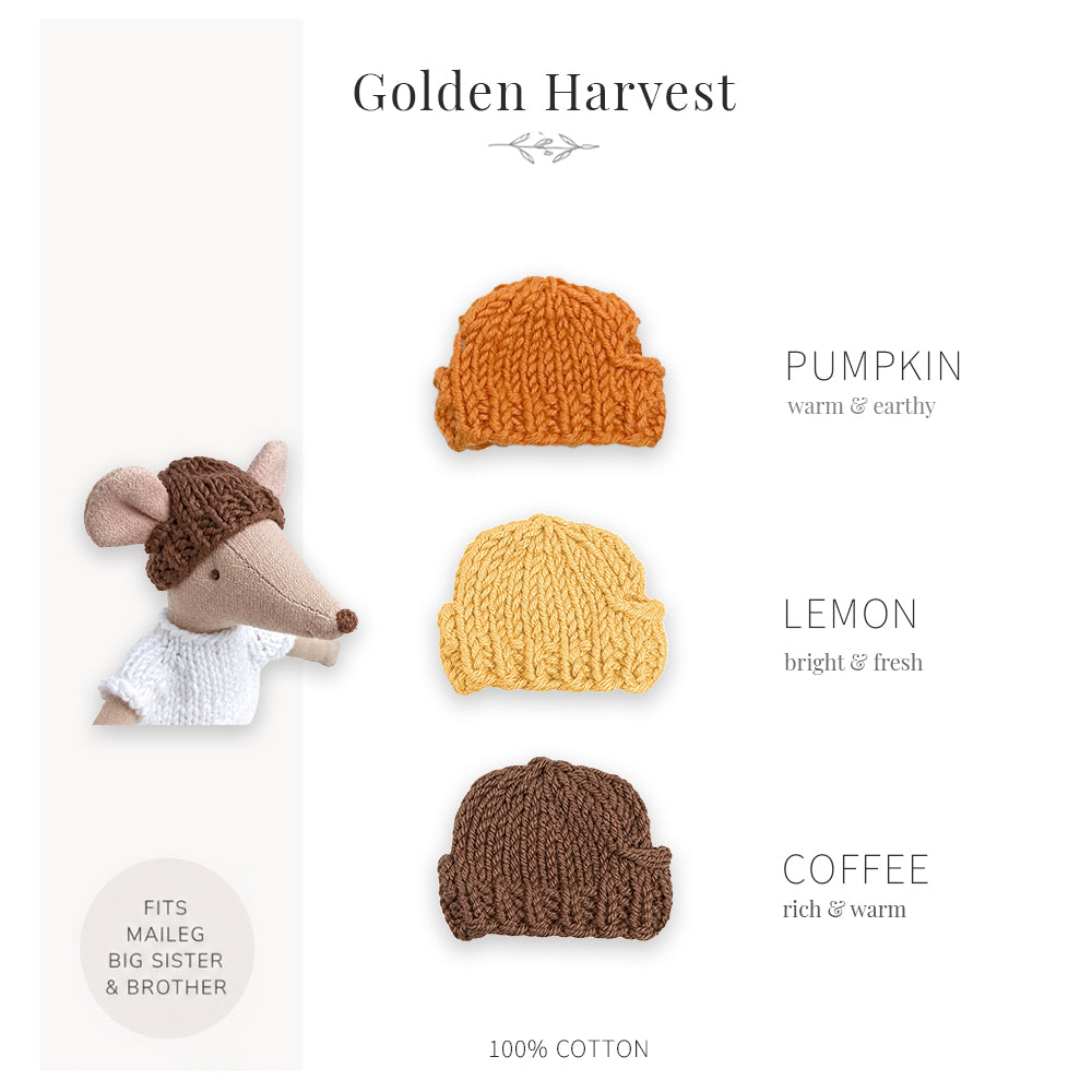 Handmade Cotton Hats for Maileg Mouse | Golden Harvest
