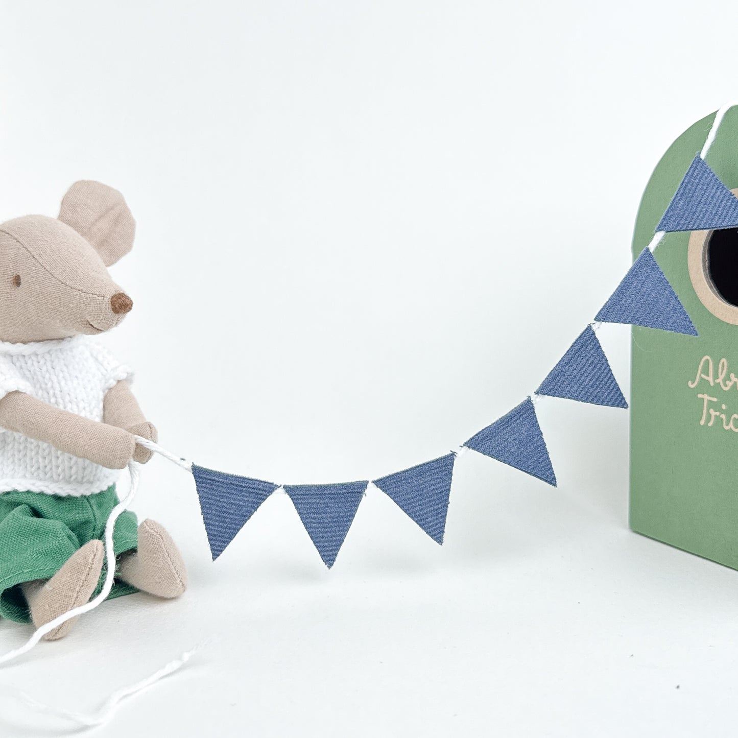 Blue Bunting flags - Dollhouse Fabric Garland