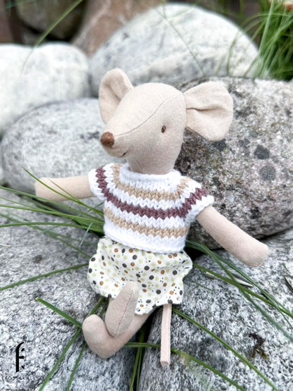 Shirt for Maileg Mouse - Coffee