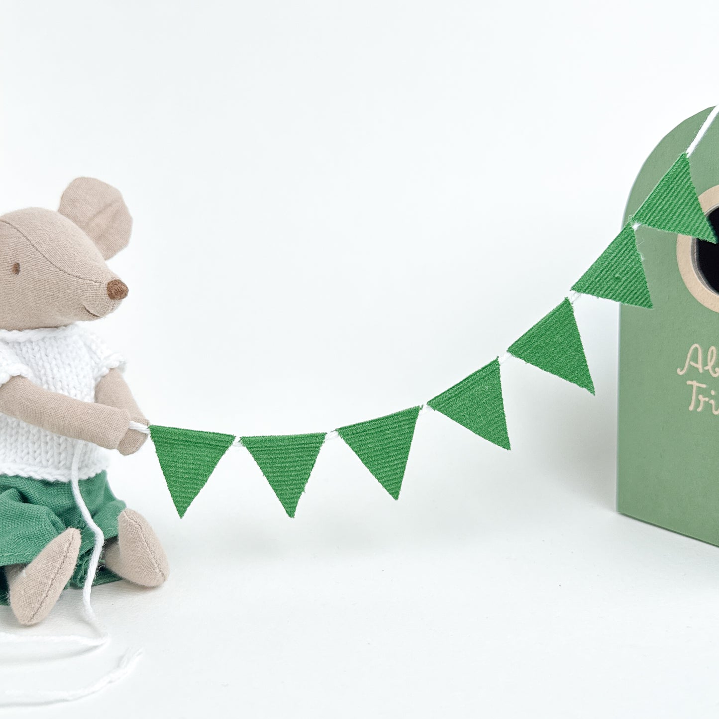 Green Bunting flags - Dollhouse Fabric Garland
