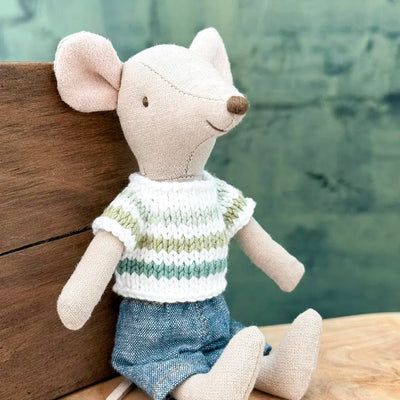 Shirt for Maileg Mouse Big Brother - Green Stripes