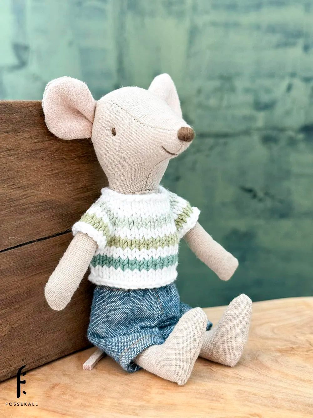 Shirt for Maileg Mouse Big Brother - Green Stripes