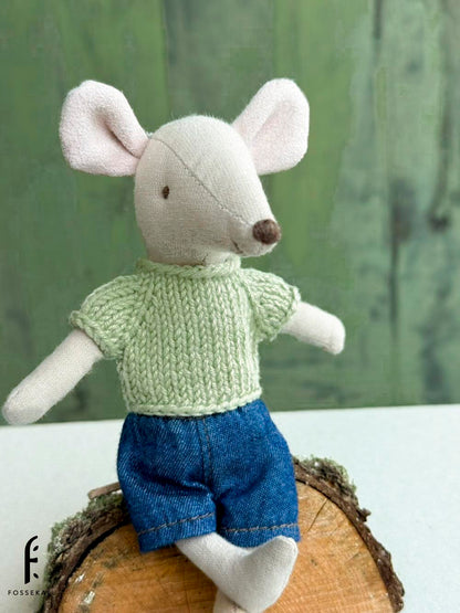 Shirt for Maileg Mouse - Green tea