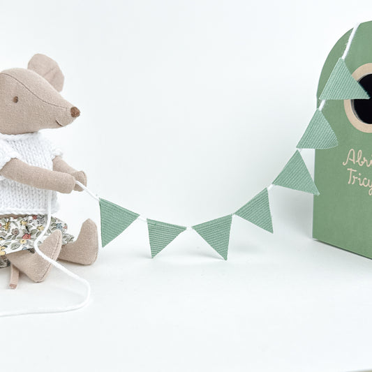 Light Green Bunting flags - Dollhouse Fabric Garland