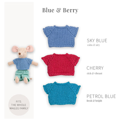 Handmade Cotton Tops for Maileg Mouse | Blue & Berry