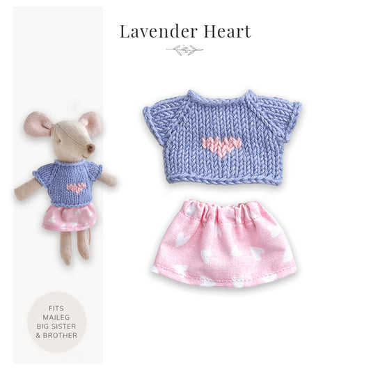 Outfit for Maileg Mouse - Lavender Heart
