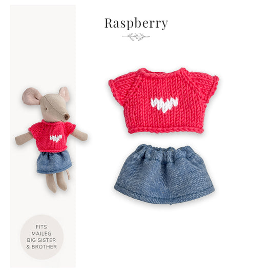 Outfit for Maileg Mouse - Raspberry