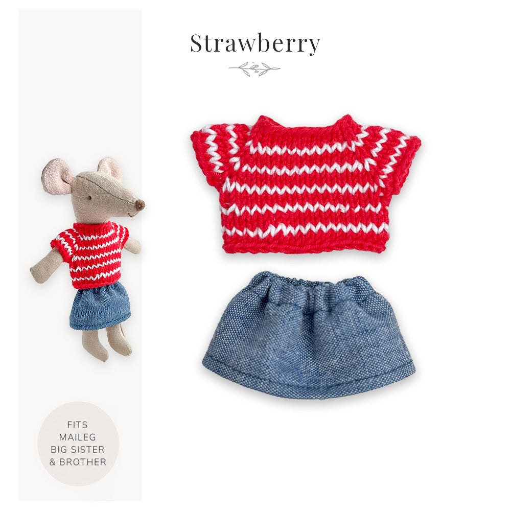 Outfit for Maileg Mouse - Strawberry