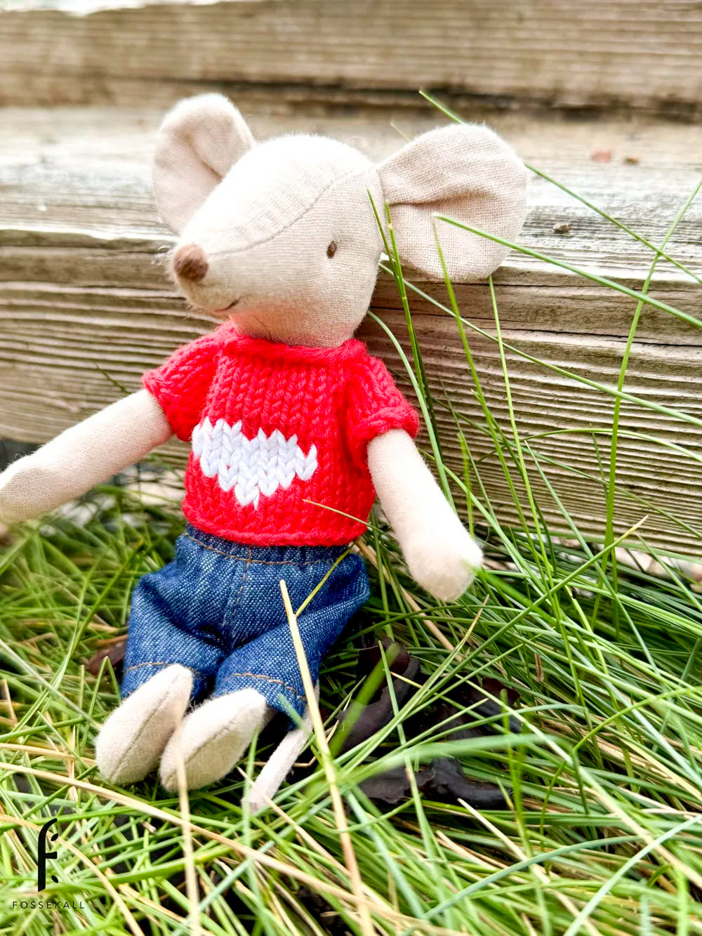 Shirt for Maileg Mouse - Red with heart&nbsp;