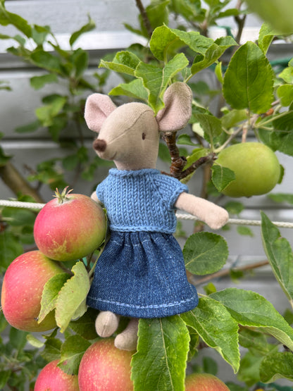Handmade Cotton Tops for Maileg Mouse | Blue & Berry