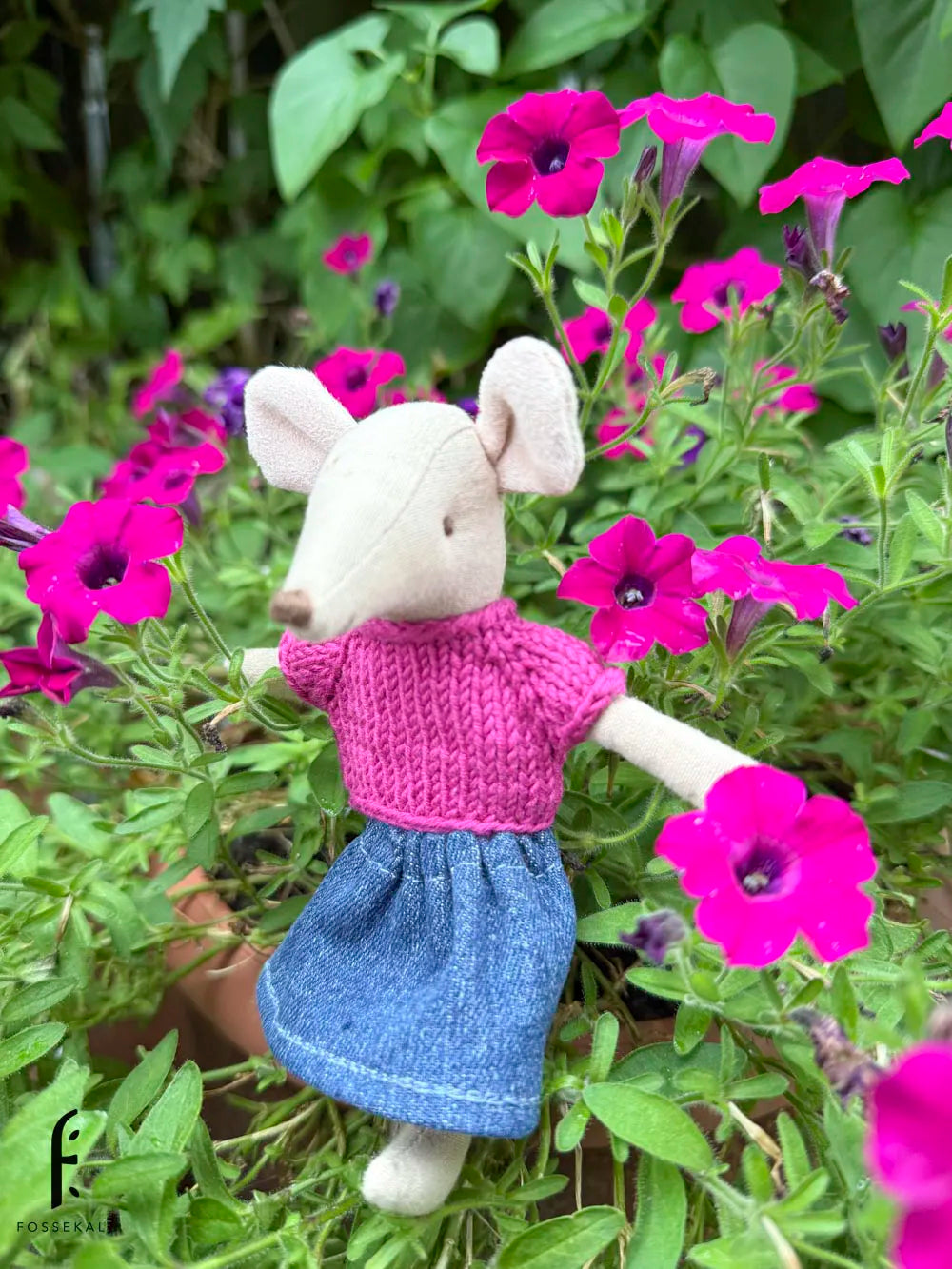 Shirt for Maileg Mouse - Plum