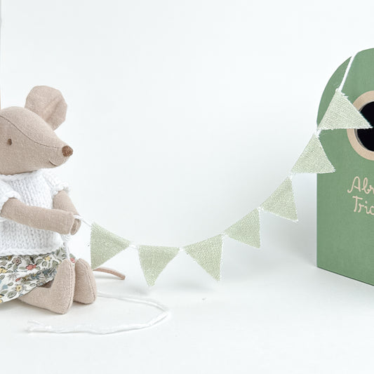 Soft Sage Bunting flags - Dollhouse Fabric Garland