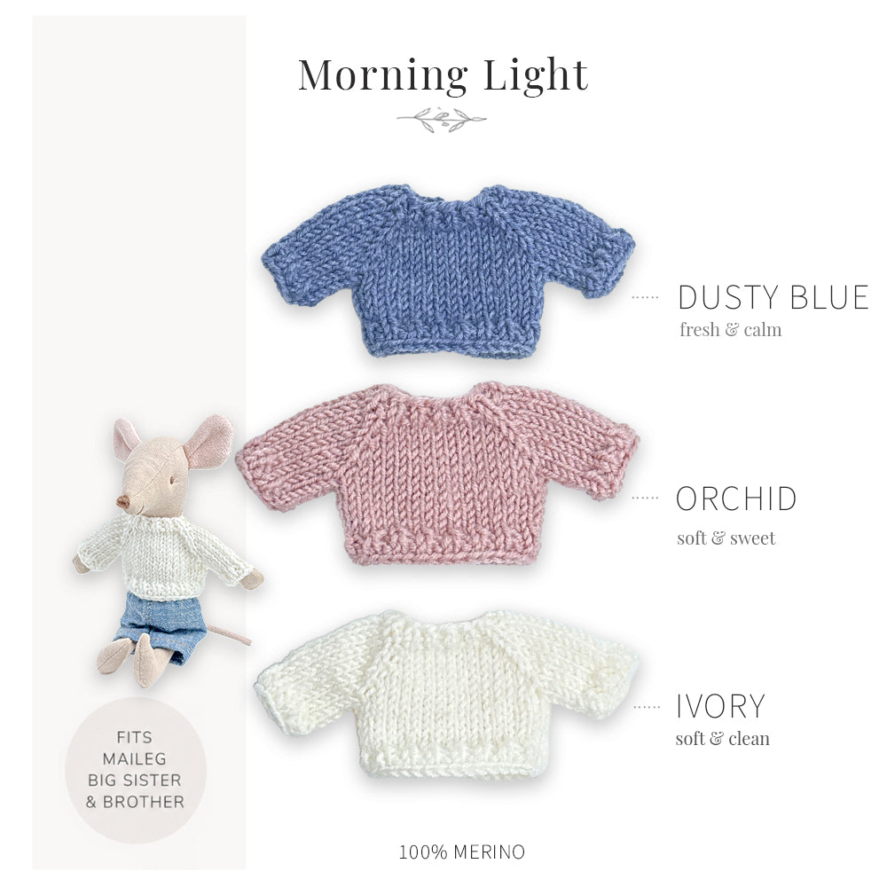 Sweaters for Maileg Mouse - Morning Light