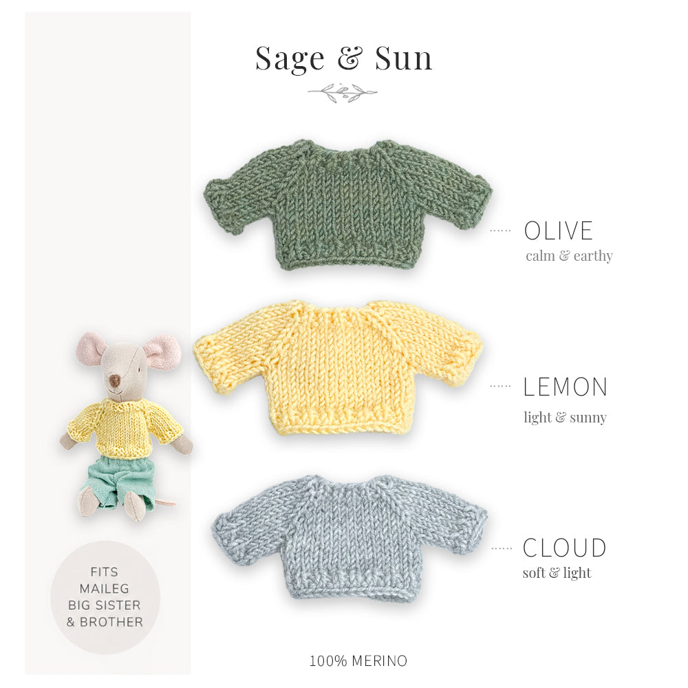 Sweaters for Maileg Mouse - Sage & Sun