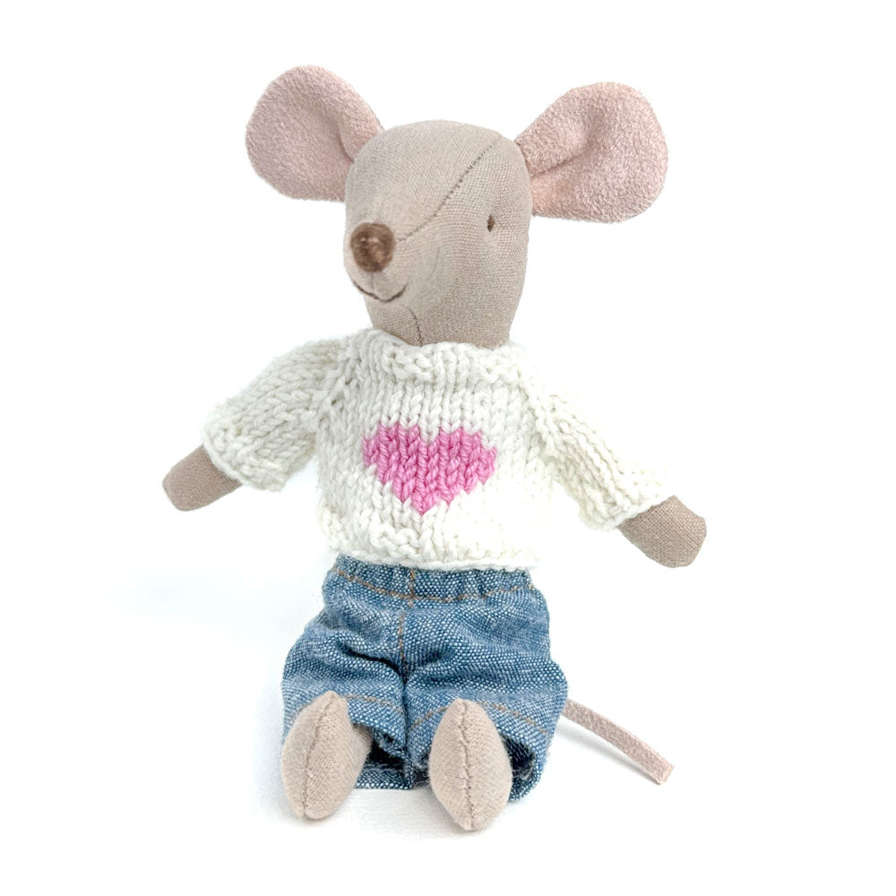 White Sweater with Heart for Maileg Mouse