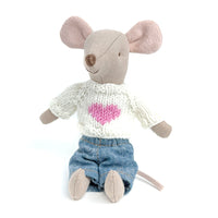 White Sweater with Heart for Maileg Mouse