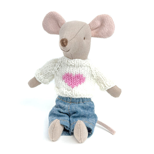 White Sweater with Heart for Maileg Mouse