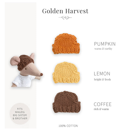 Handmade Cotton Hats for Maileg Mouse | Golden Harvest