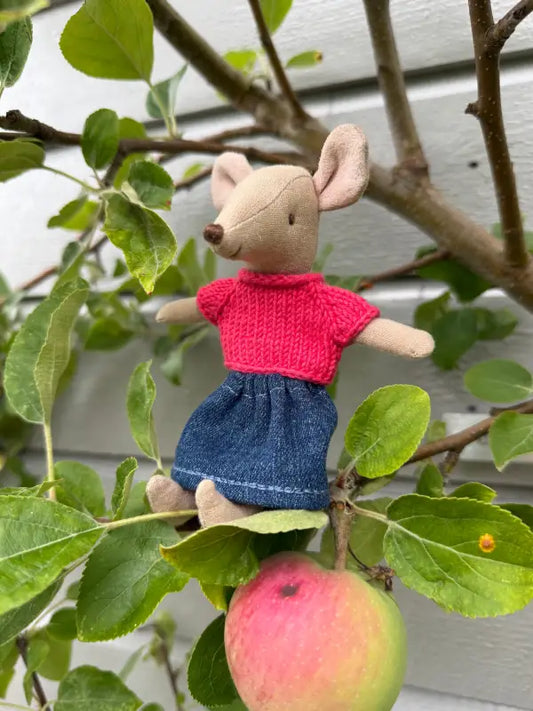 Shirt for Maileg Mouse Big Sister - Raspberry