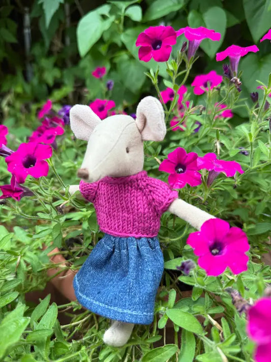 Shirt for Maileg Mouse - Plum