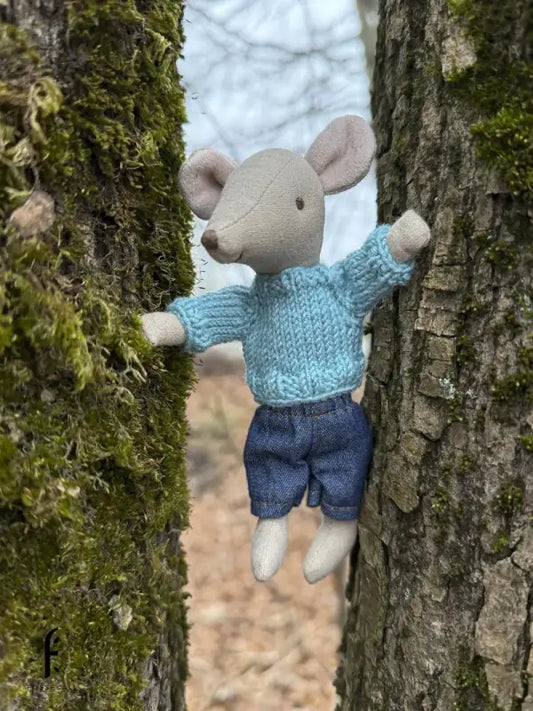 Sweater for Maileg Mouse - Light blue